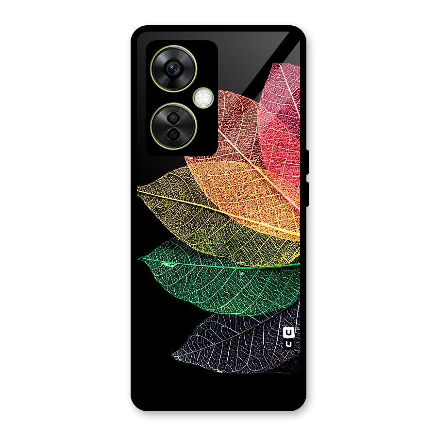 Net Leaf Color Design Glass Back Case for OnePlus Nord CE 3 Lite