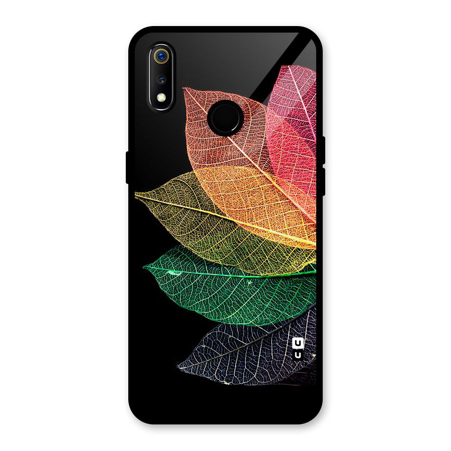 Net Leaf Color Design Glass Back Case for Realme 3