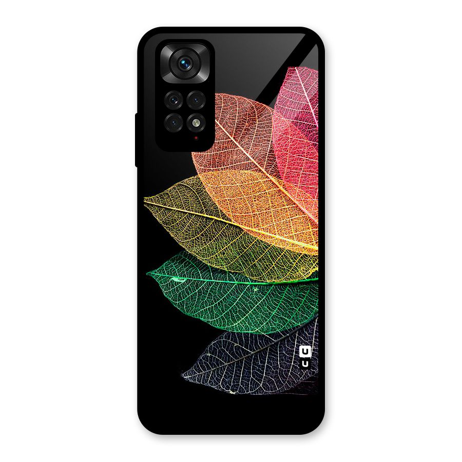 Net Leaf Color Design Glass Back Case for Redmi Note 11S