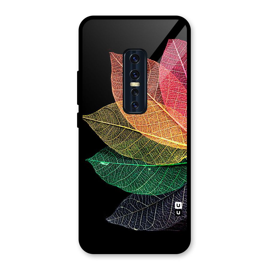 Net Leaf Color Design Glass Back Case for Vivo V17 Pro