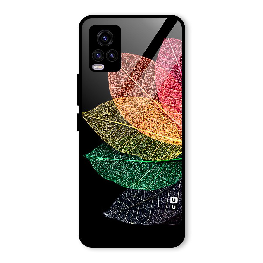 Net Leaf Color Design Glass Back Case for Vivo V20 2021