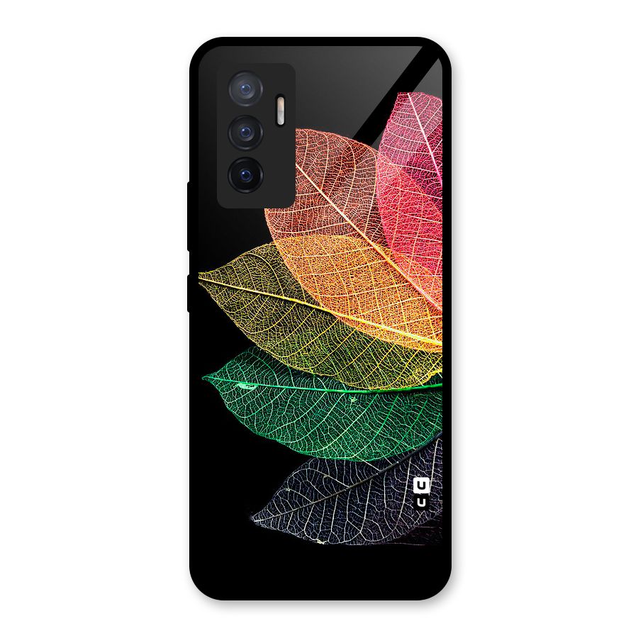Net Leaf Color Design Glass Back Case for Vivo V23e