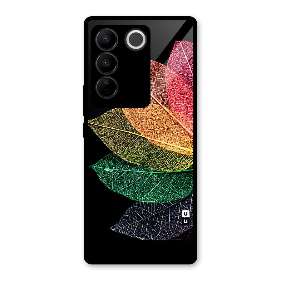 Net Leaf Color Design Glass Back Case for Vivo V27