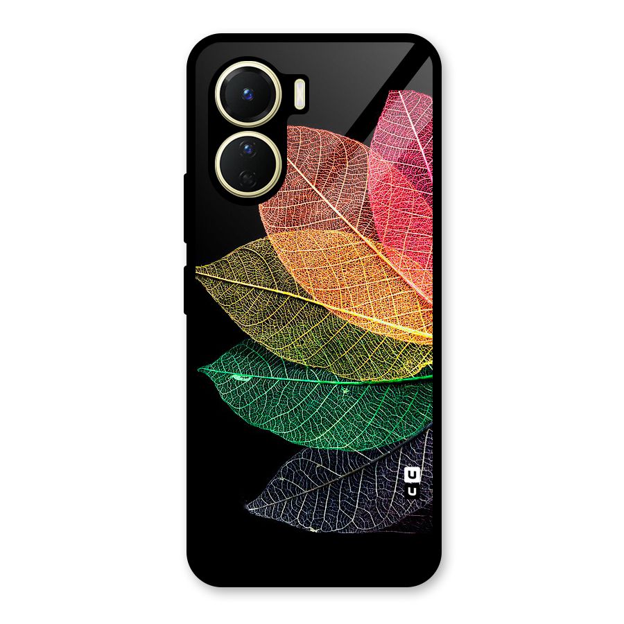 Net Leaf Color Design Glass Back Case for Vivo Y16