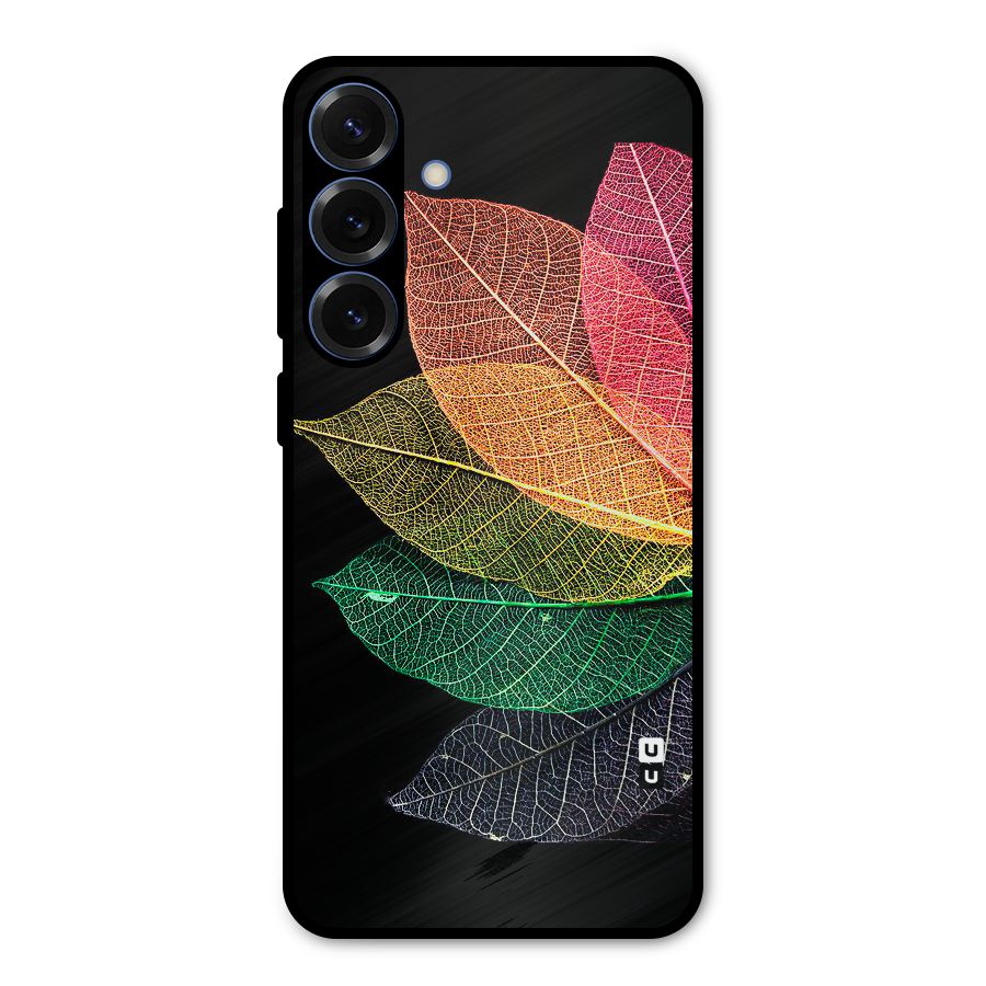 Net Leaf Color Design Metal Back Case for Galaxy S25 Plus