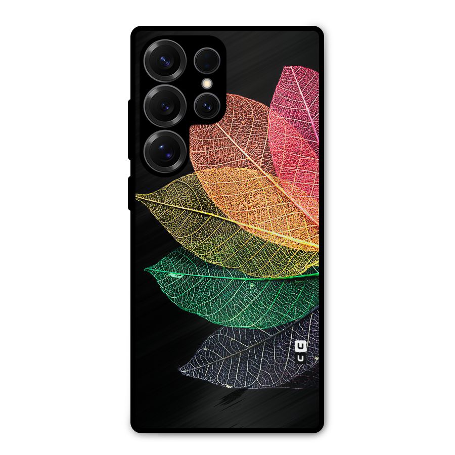 Net Leaf Color Design Metal Back Case for Galaxy S25 Ultra