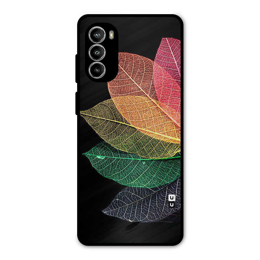Net Leaf Color Design Metal Back Case for Moto G52