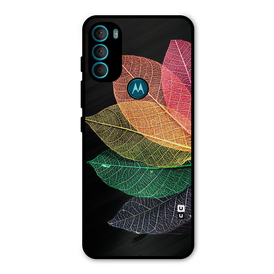 Net Leaf Color Design Metal Back Case for Moto G71 5G