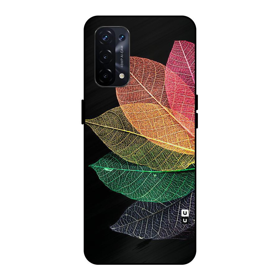 Net Leaf Color Design Metal Back Case for Oppo A74 5G