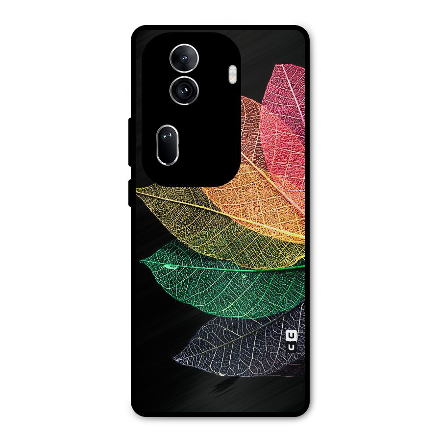 Net Leaf Color Design Metal Back Case for Oppo Reno11 Pro 5G