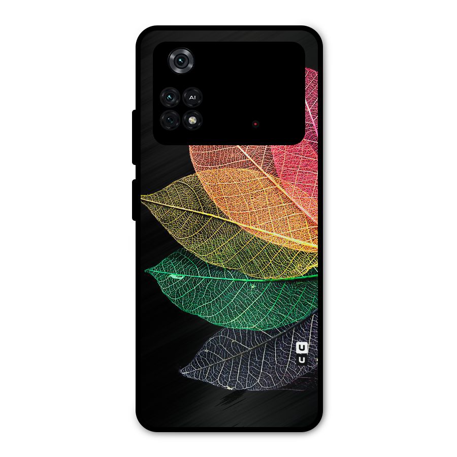 Net Leaf Color Design Metal Back Case for Poco M4 Pro 4G