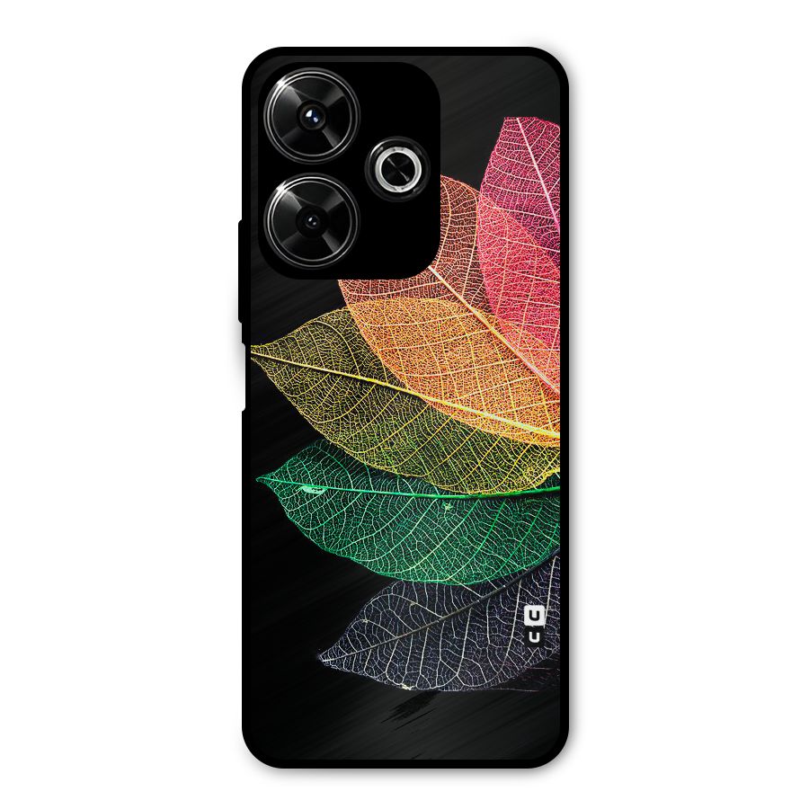 Net Leaf Color Design Metal Back Case for Poco M6 Plus