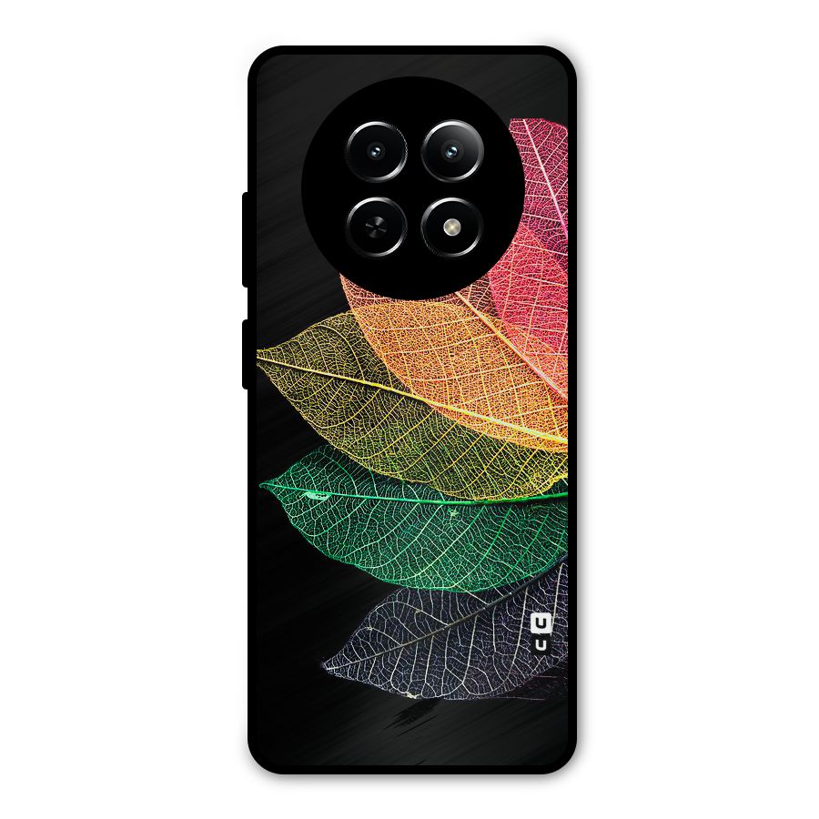 Net Leaf Color Design Metal Back Case for Realme Narzo 70x 5G