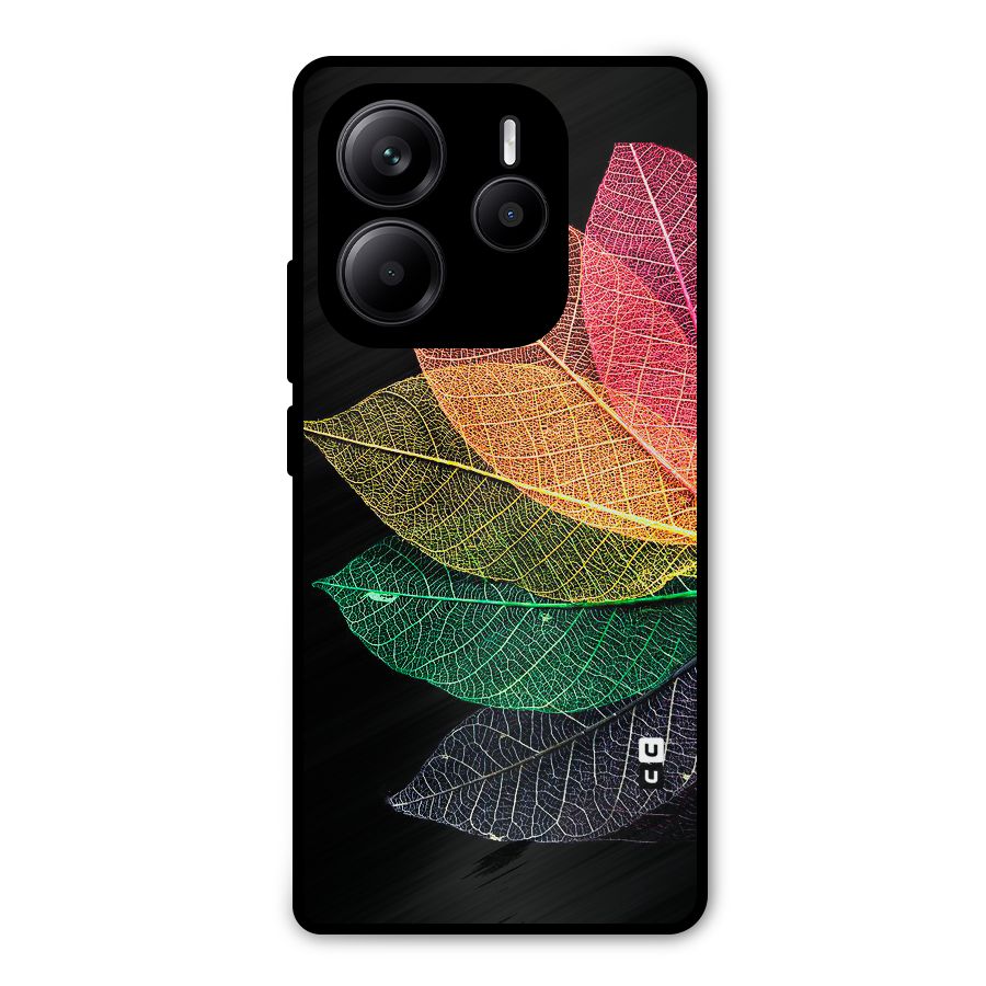 Net Leaf Color Design Metal Back Case for Redmi Note 14 5G