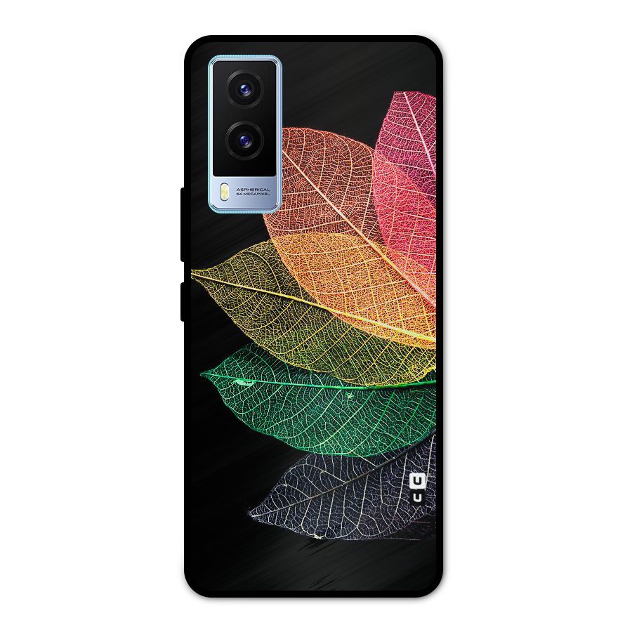 Net Leaf Color Design Metal Back Case for Vivo V21e 5G