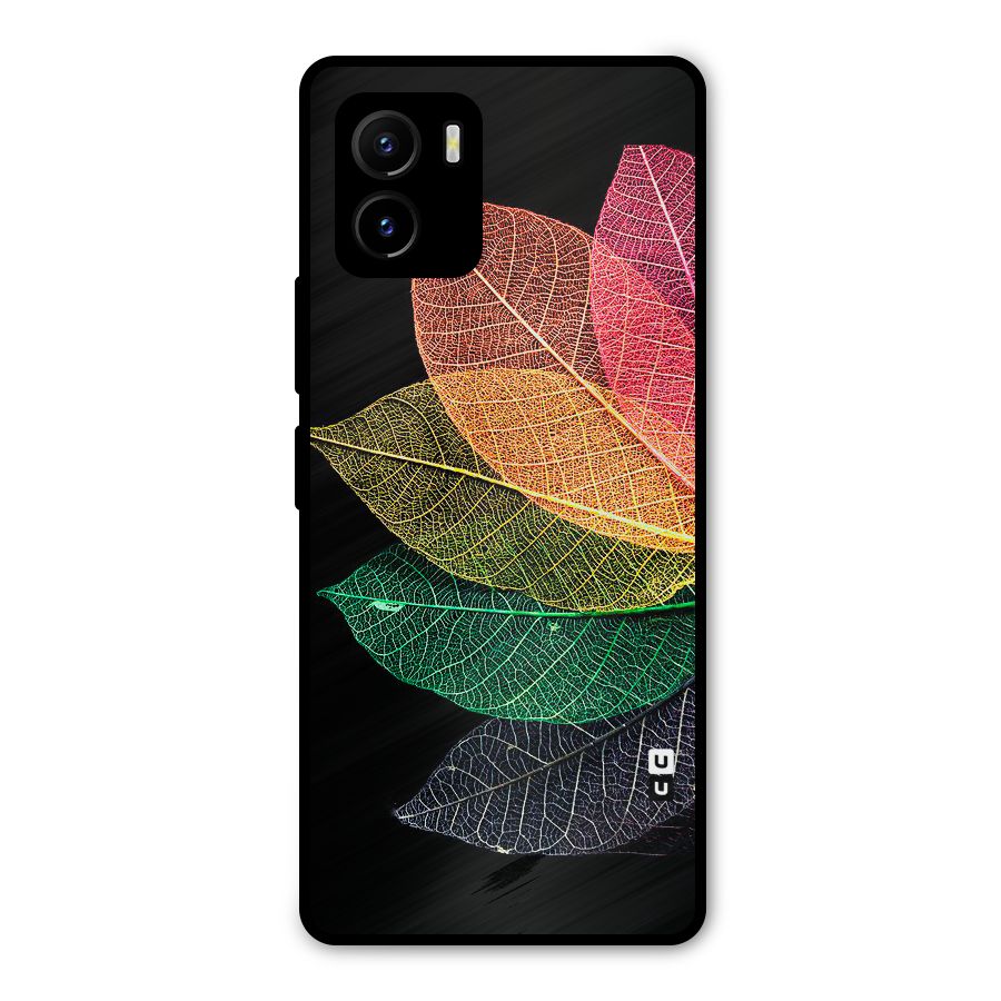 Net Leaf Color Design Metal Back Case for Vivo Y15s