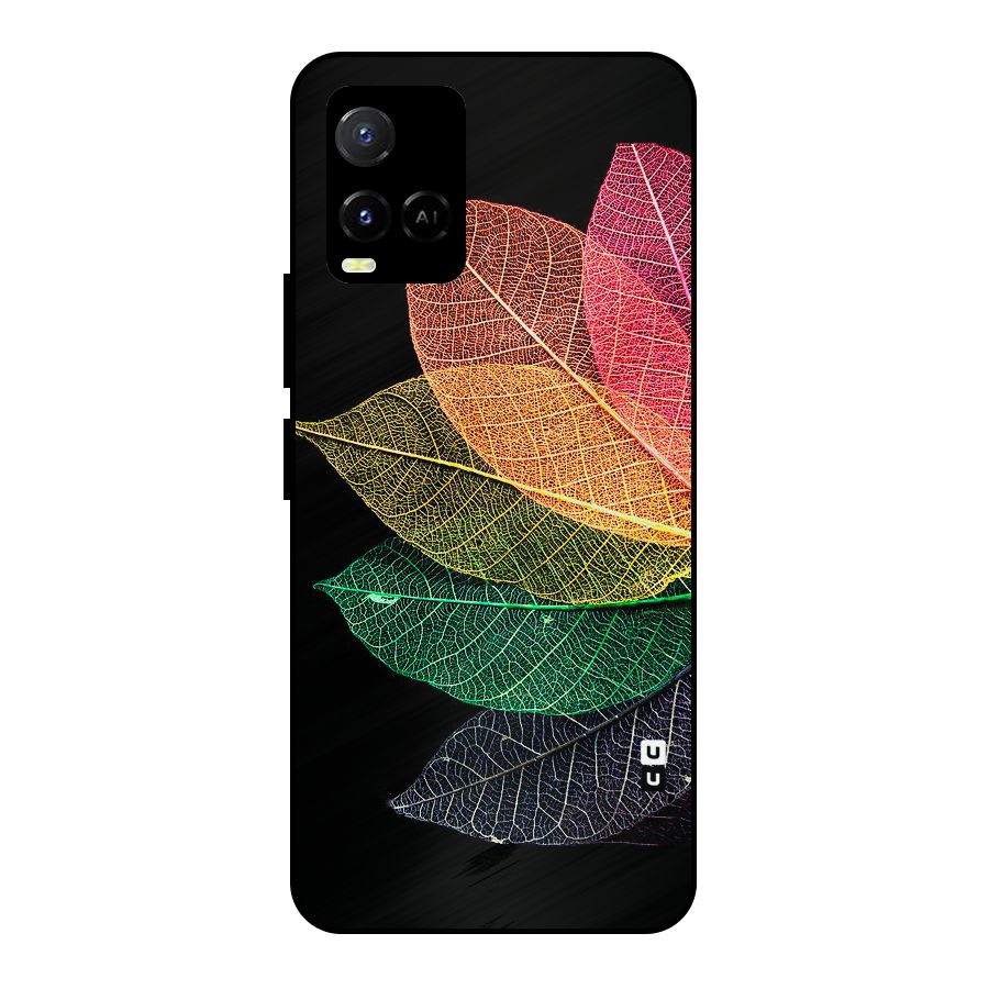 Net Leaf Color Design Metal Back Case for Vivo Y21 2021