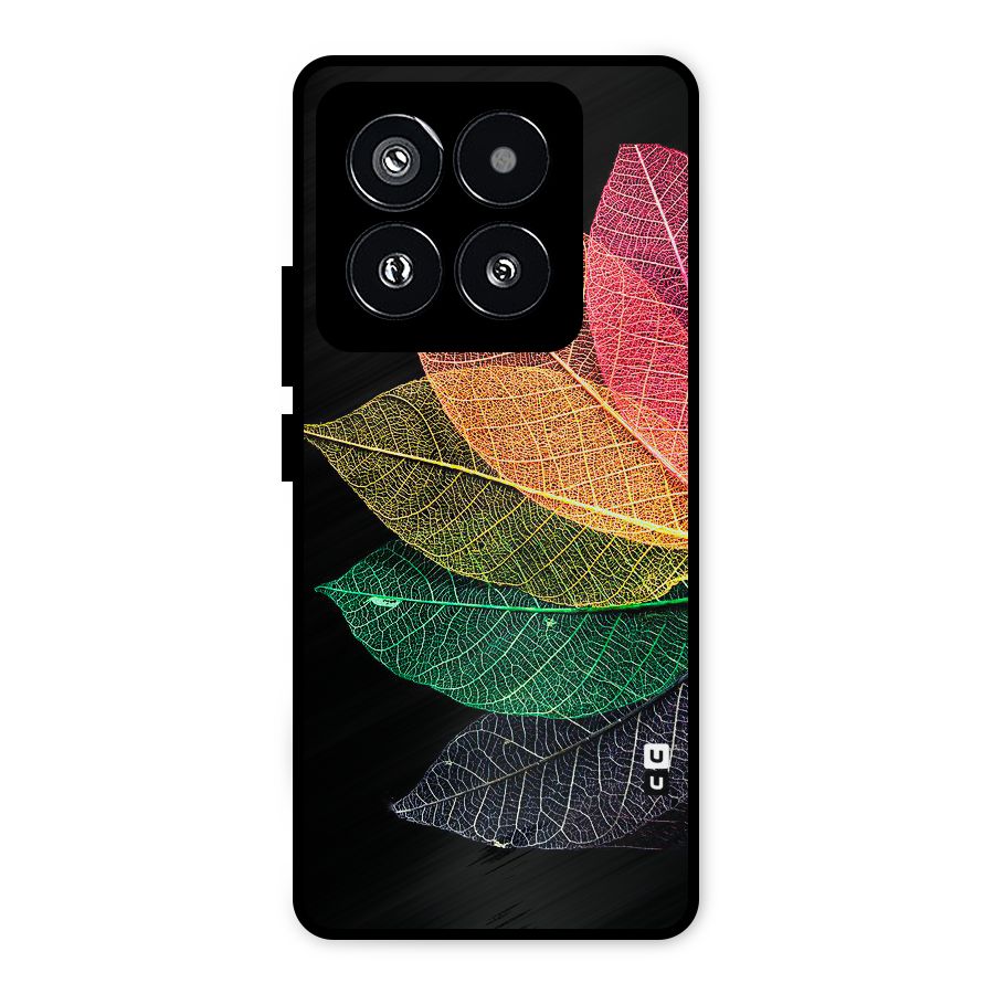 Net Leaf Color Design Metal Back Case for Xiaomi 14 Pro