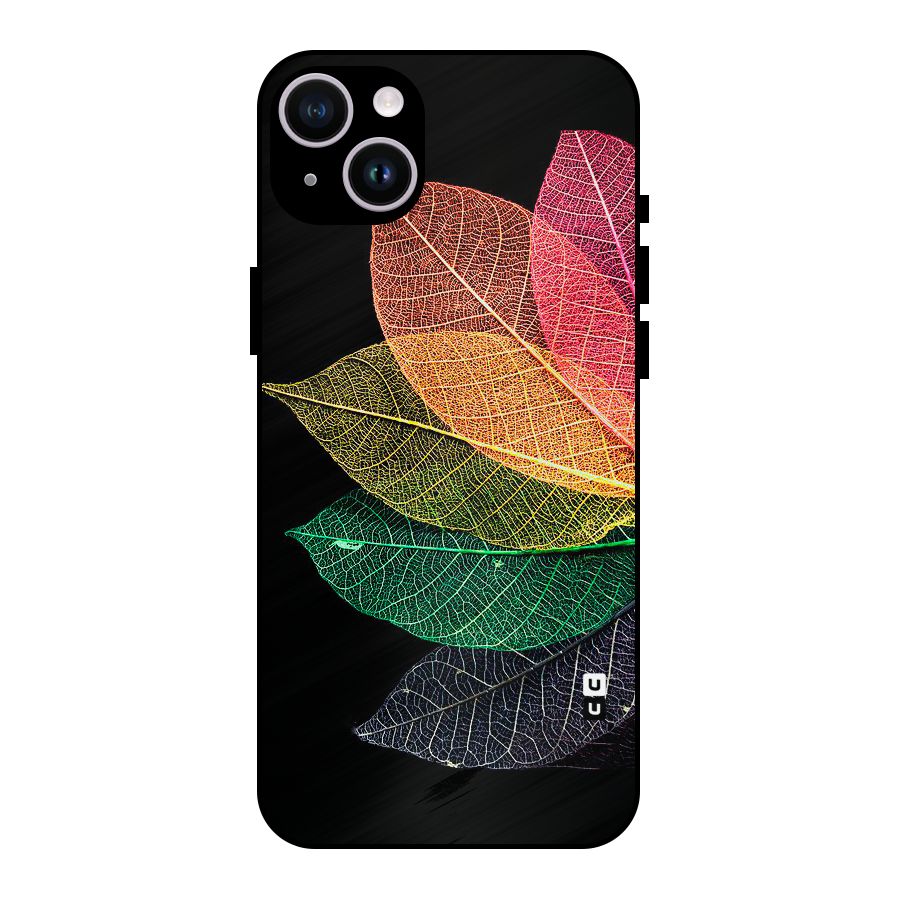 Net Leaf Color Design Metal Back Case for iPhone 14 Plus