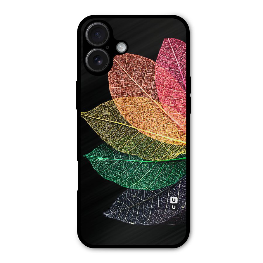 Net Leaf Color Design Metal Back Case for iPhone 16 Plus