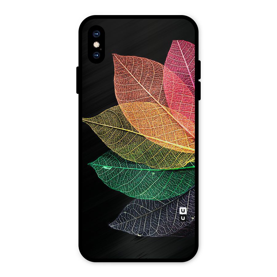 Net Leaf Color Design Metal Back Case for iPhone XS Max
