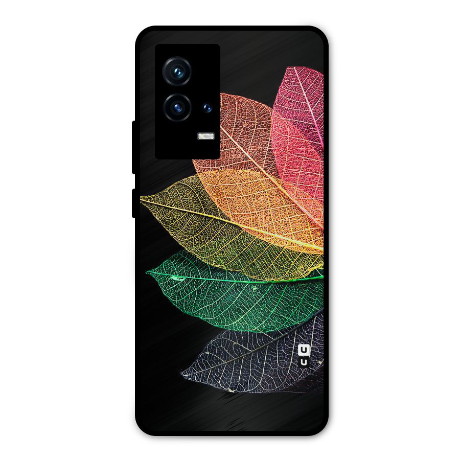 Net Leaf Color Design Metal Back Case for iQOO 9 5G