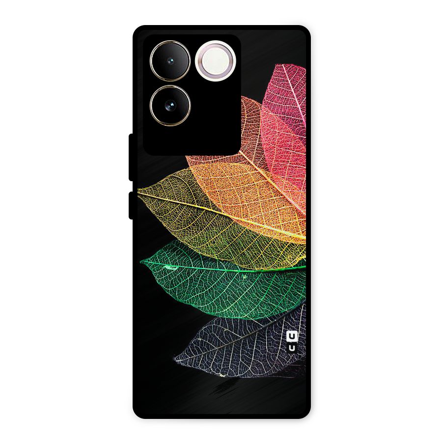 Net Leaf Color Design Metal Back Case for iQOO Z7 Pro