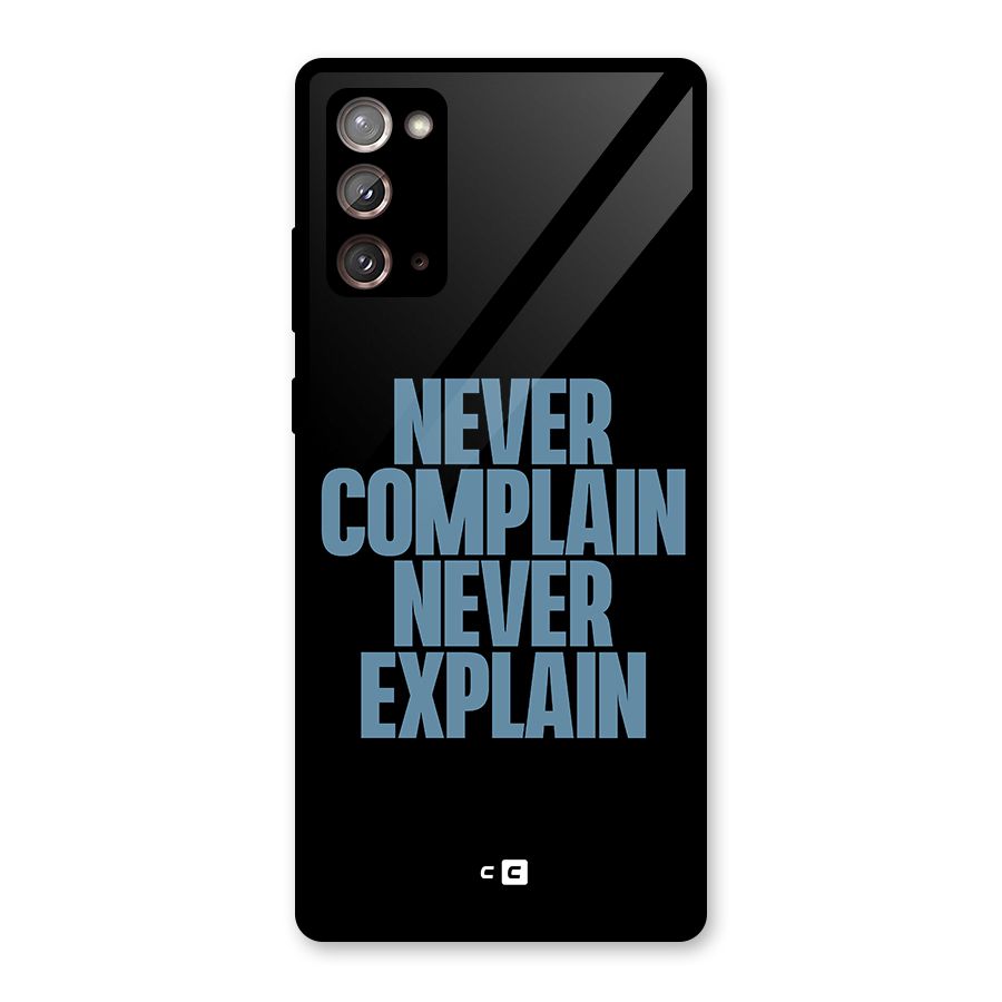 Never Complain Never Explain Glass Back Case for Galaxy Note 20