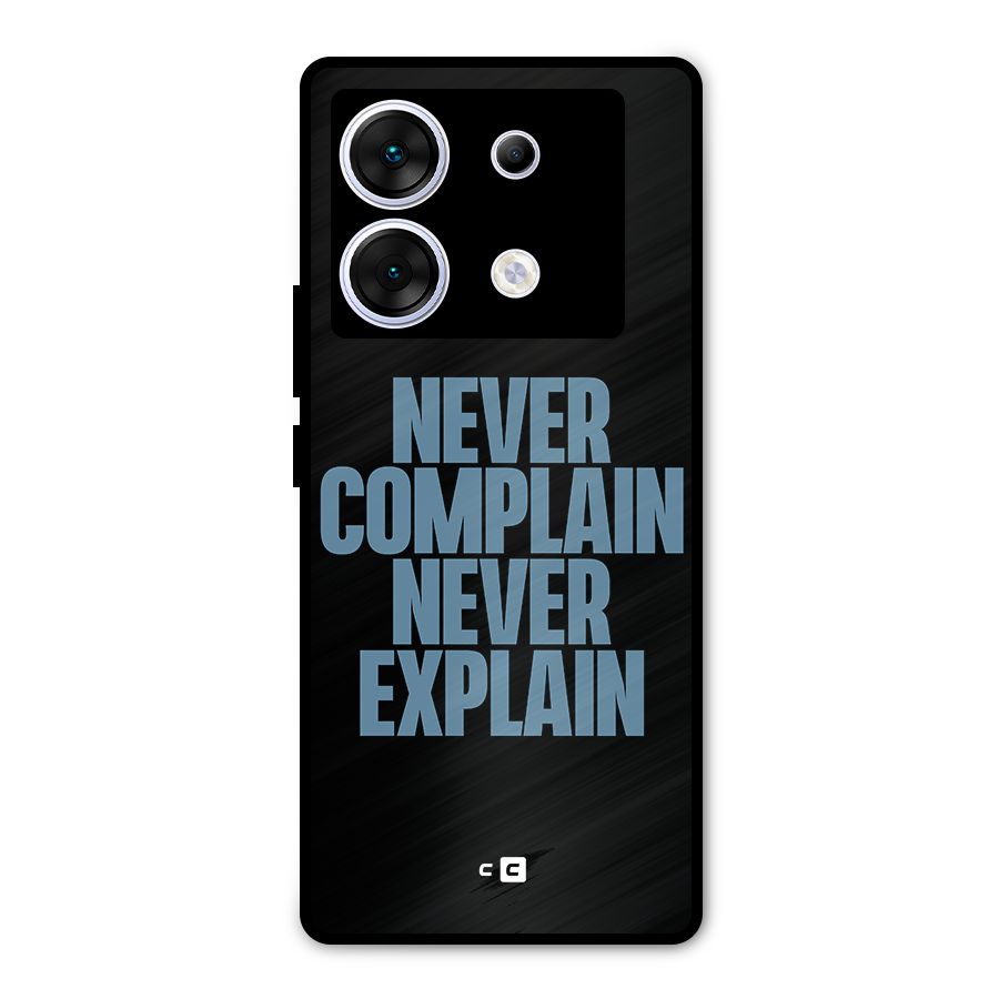 Never Complain Never Explain Metal Back Case for Infinix Zero 30 5G
