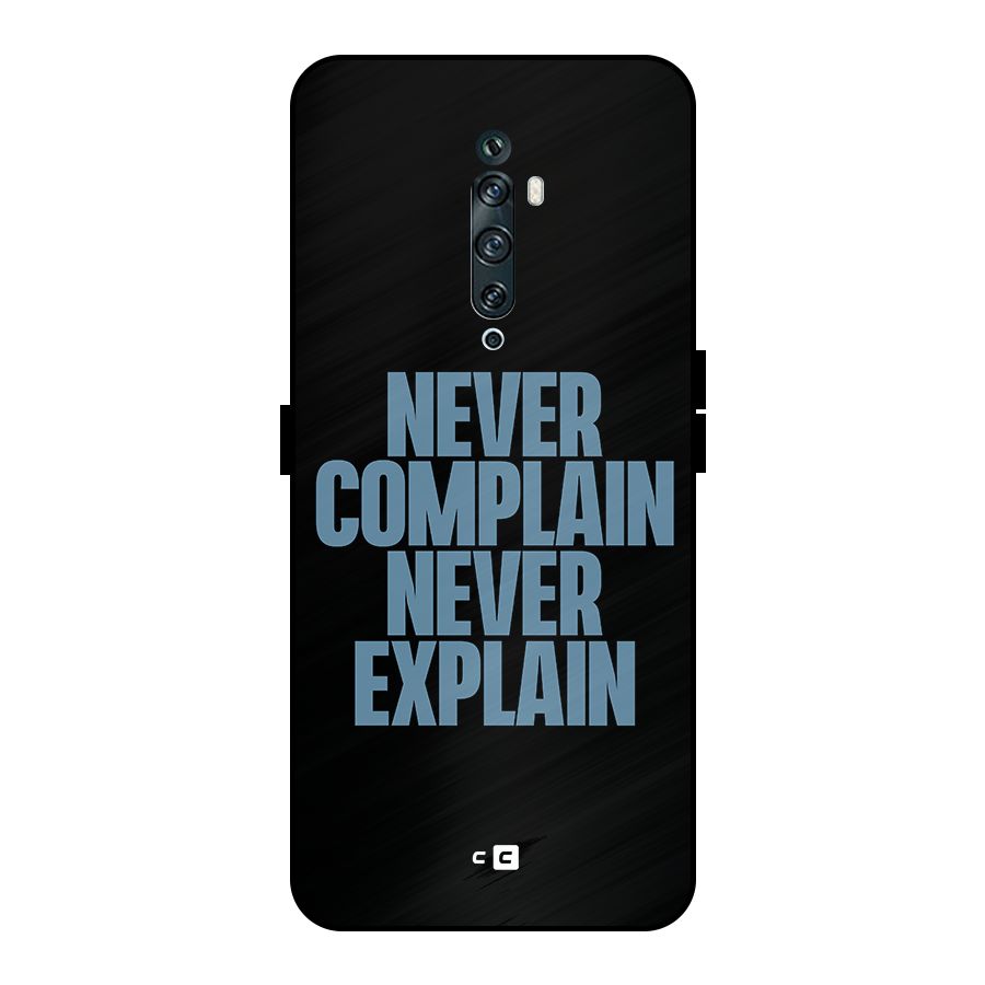 Never Complain Never Explain Metal Back Case for Oppo Reno2 F