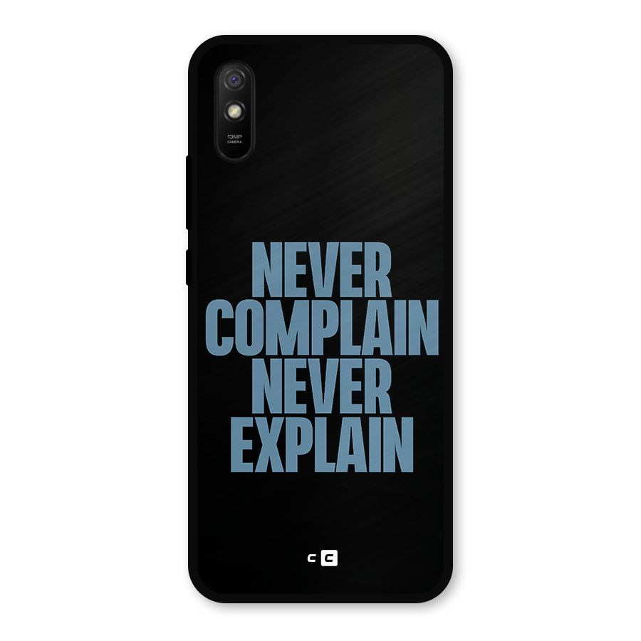 Never Complain Never Explain Metal Back Case for Redmi 9a