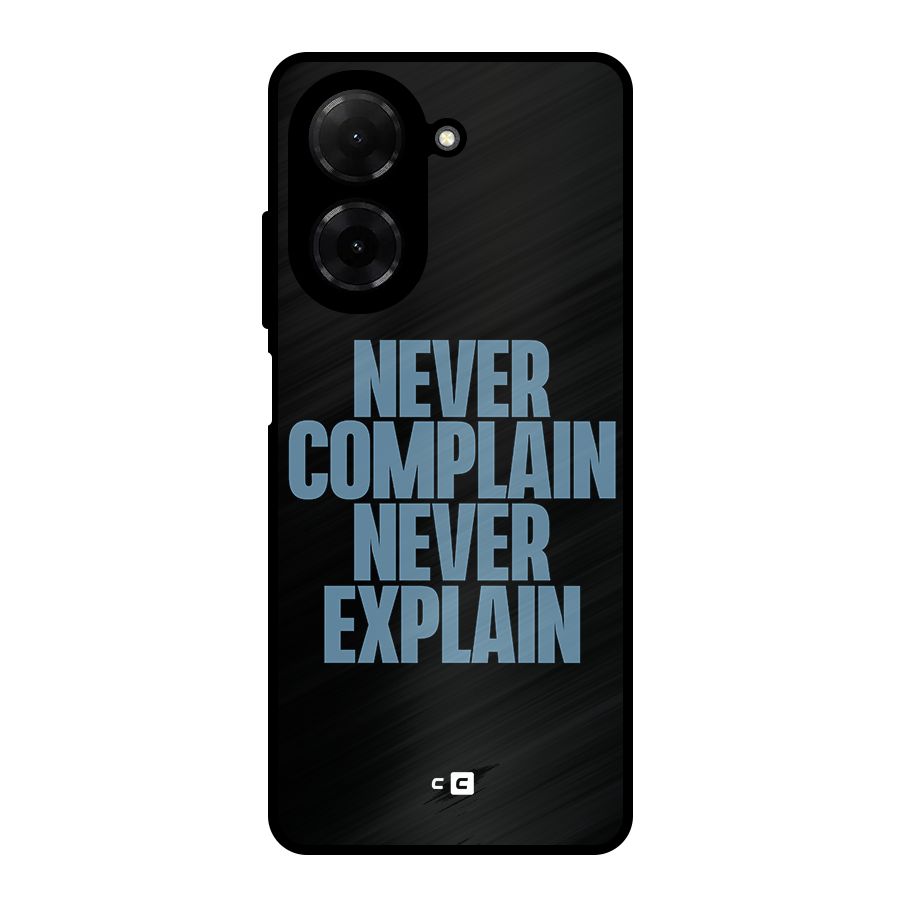 Never Complain Never Explain Metal Back Case for Redmi A5 4G