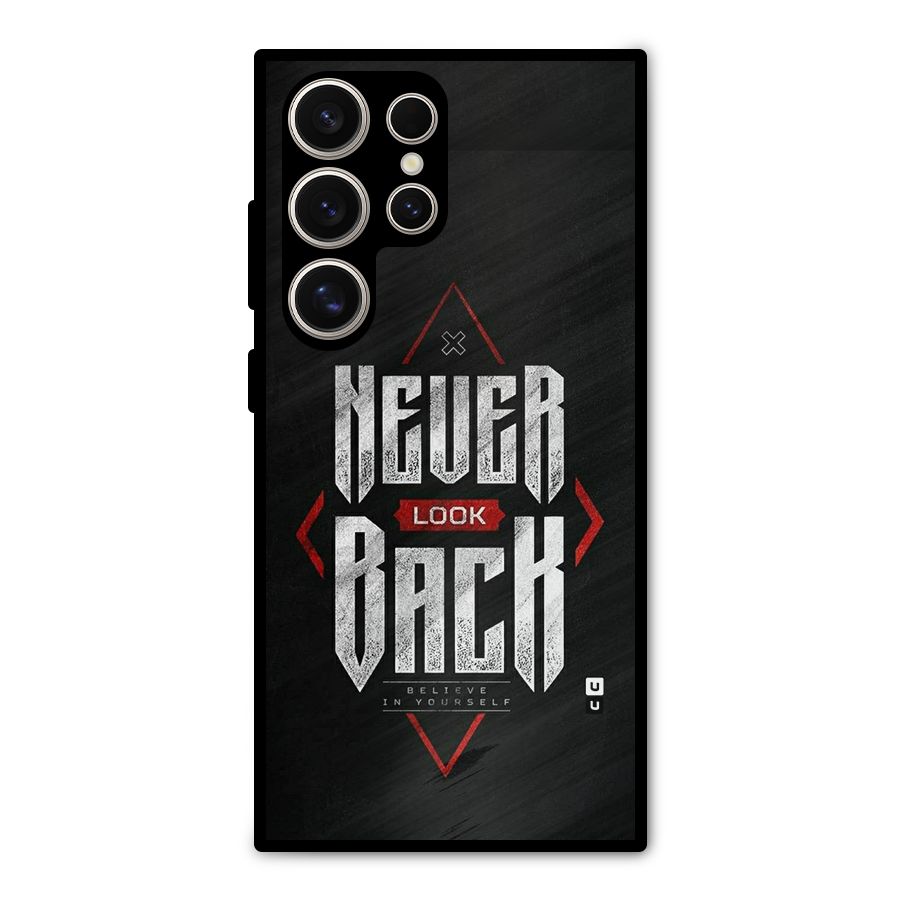 Never Look Back Diamond Metal Back Case for Galaxy S24 Ultra
