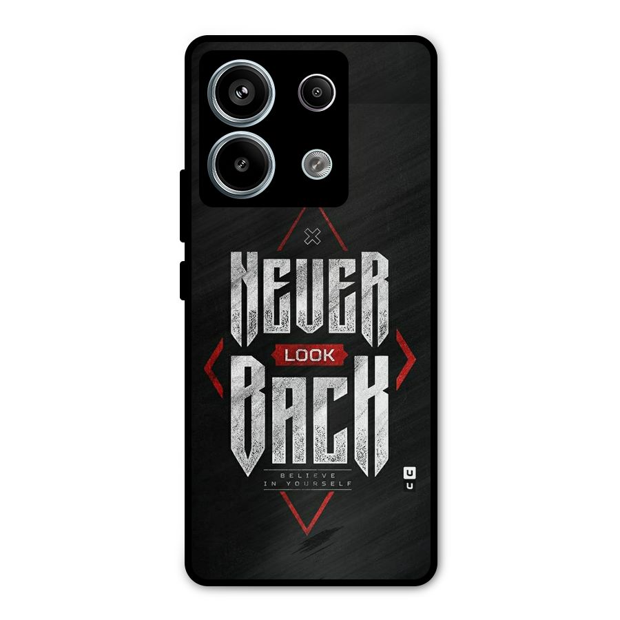 Never Look Back Diamond Metal Back Case for Redmi Note 13 Pro 5G