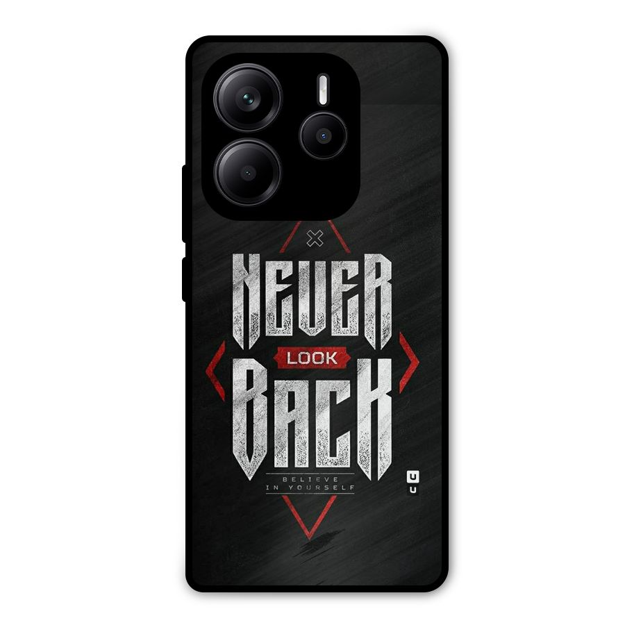 Never Look Back Diamond Metal Back Case for Redmi Note 14 5G
