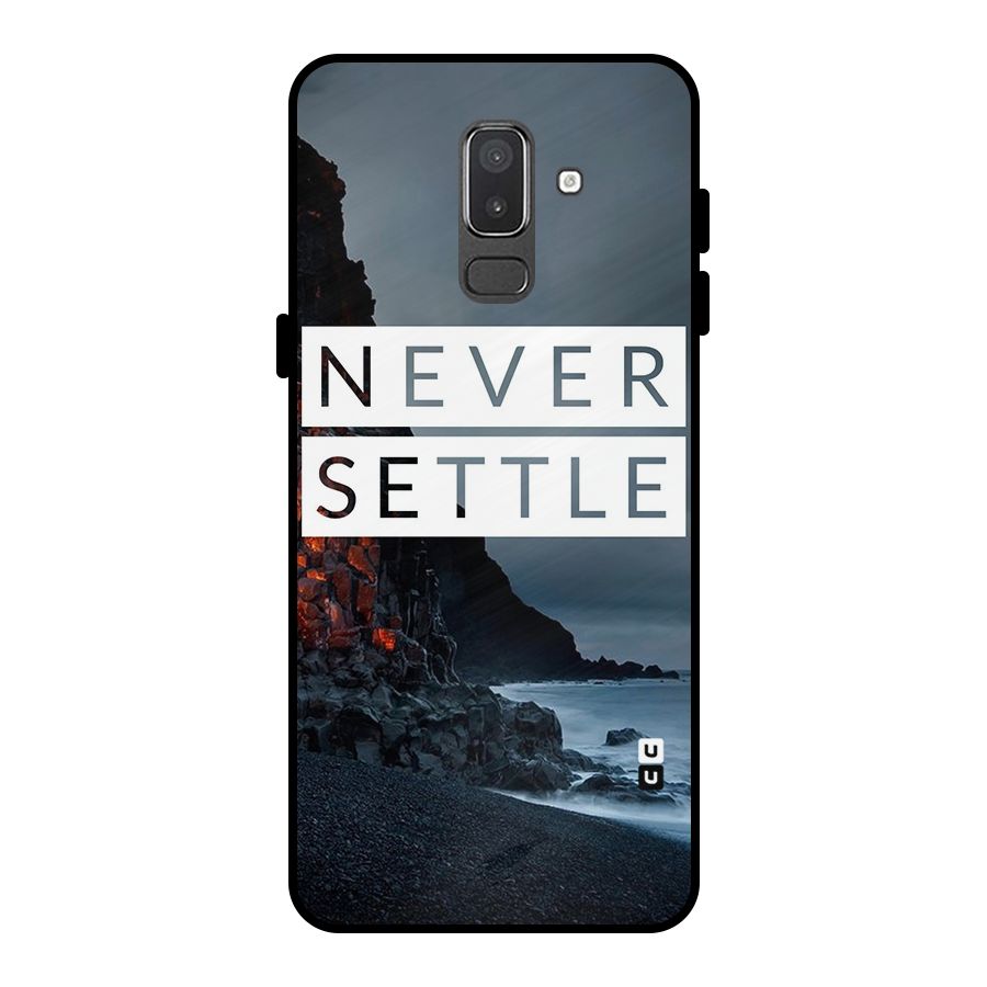 Never Settle Dark Beach Metal Back Case for Galaxy On8 (2018)