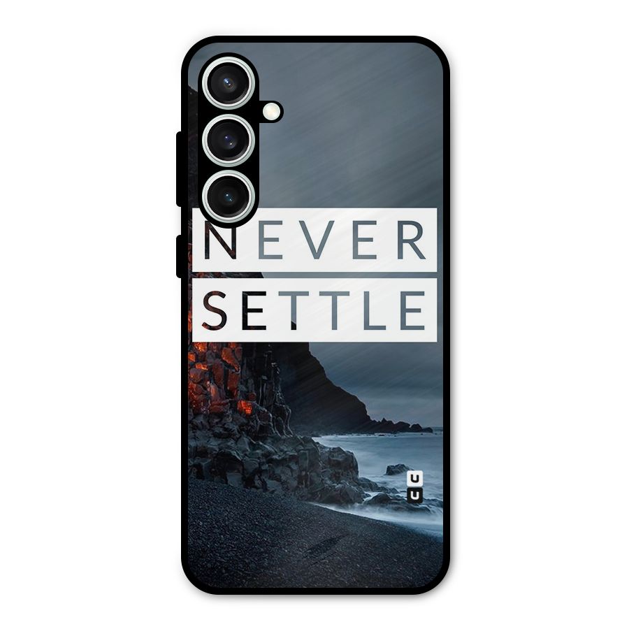Never Settle Dark Beach Metal Back Case for Galaxy S23 FE