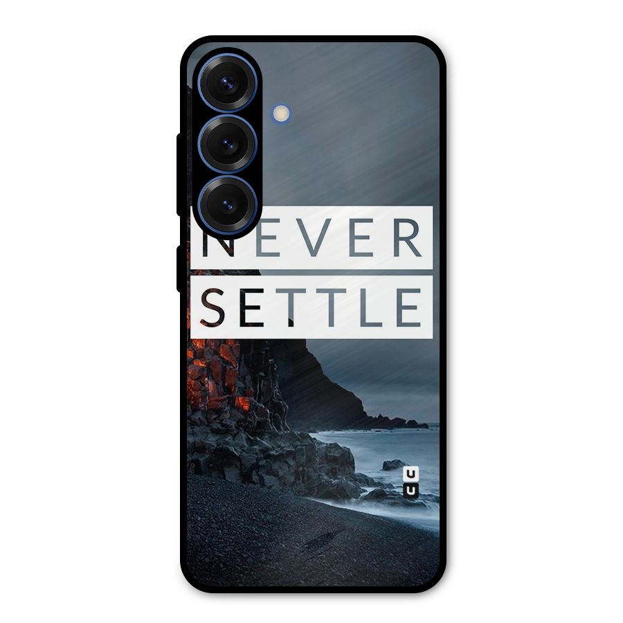 Never Settle Dark Beach Metal Back Case for Galaxy S25