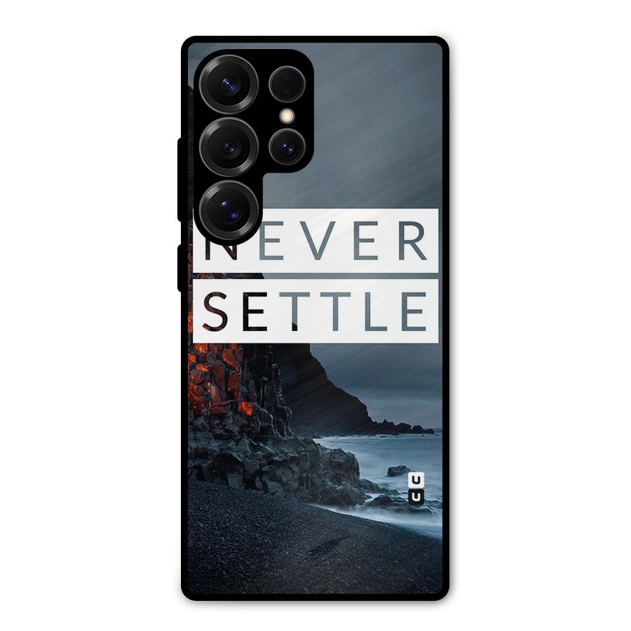 Never Settle Dark Beach Metal Back Case for Galaxy S25 Ultra