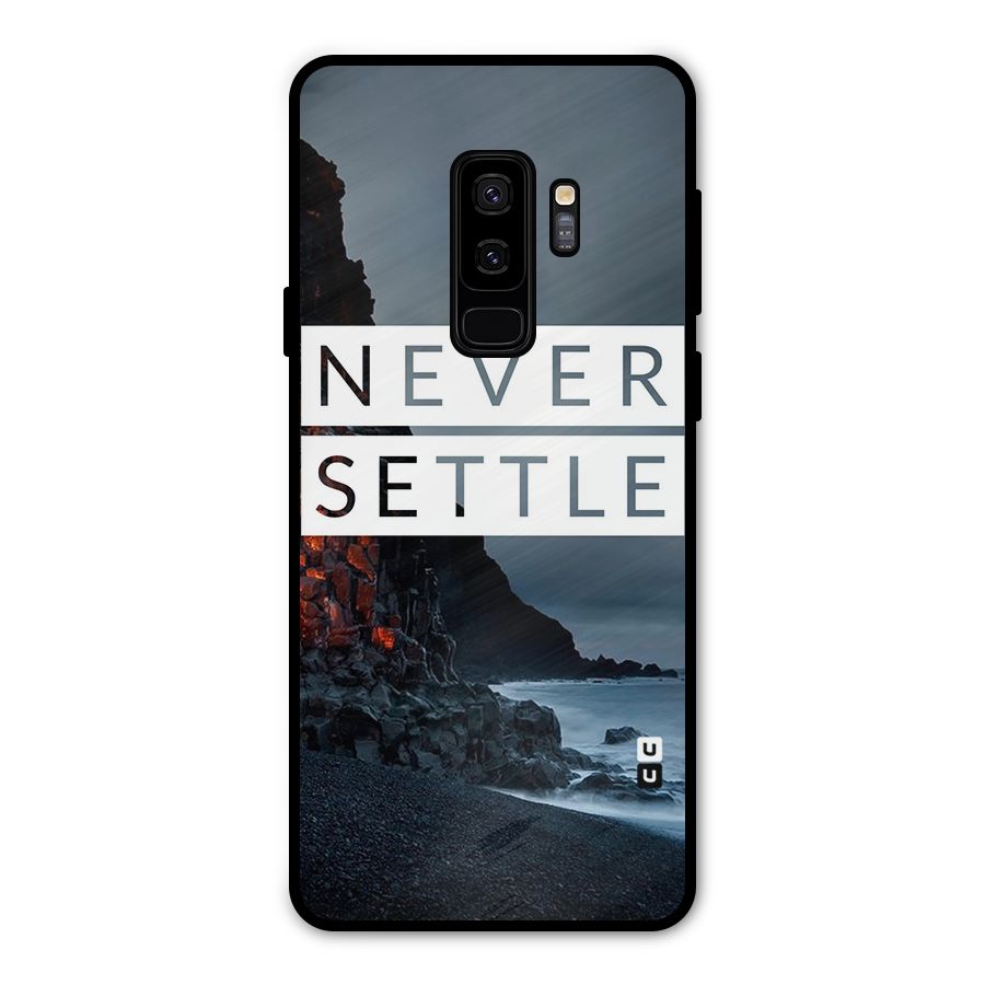 Never Settle Dark Beach Metal Back Case for Galaxy S9 Plus
