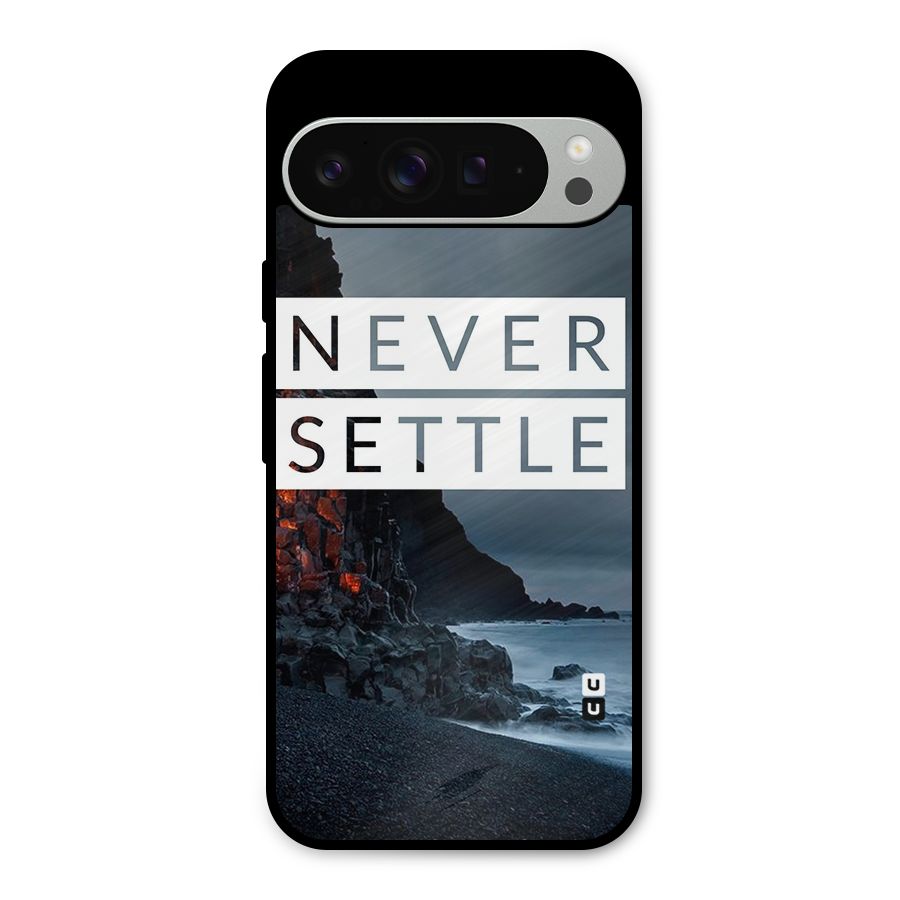 Never Settle Dark Beach Metal Back Case for Google Pixel 9 Pro XL