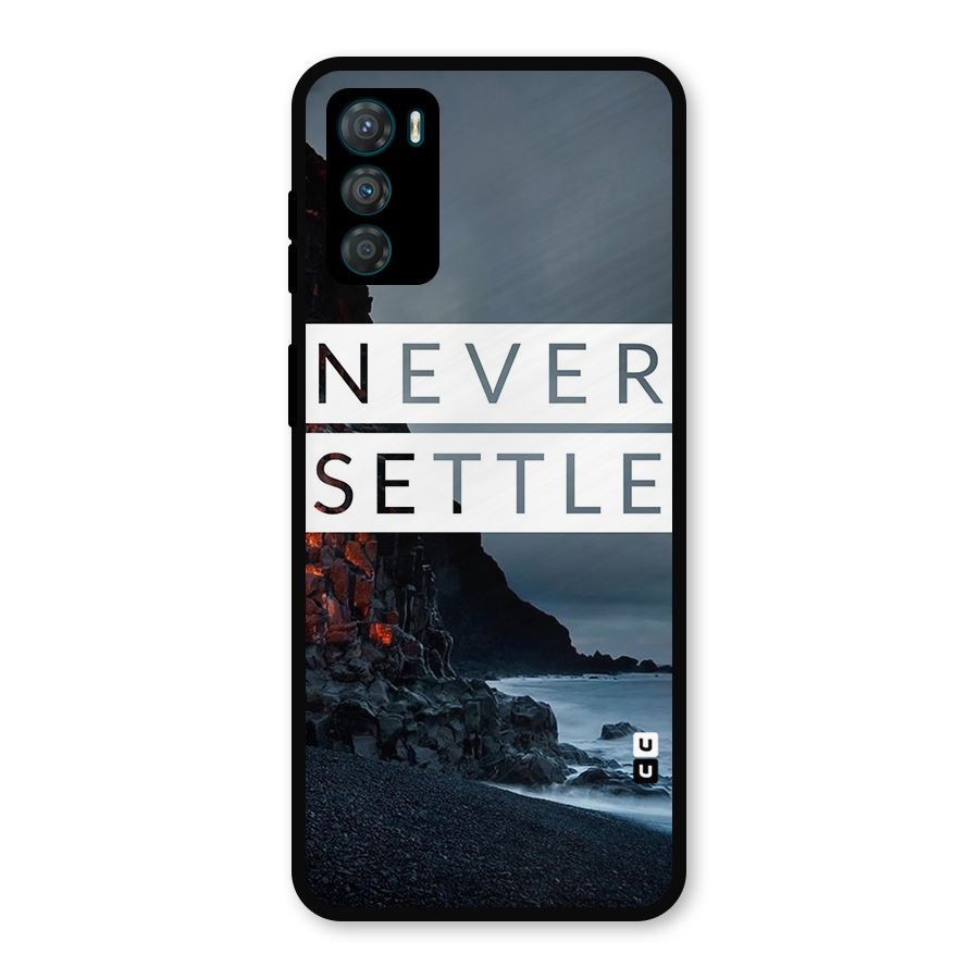 Never Settle Dark Beach Metal Back Case for Moto G42