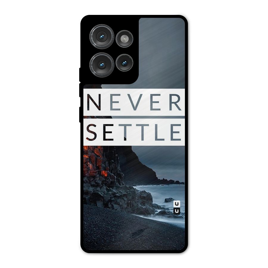 Never Settle Dark Beach Metal Back Case for Motorola Edge 50