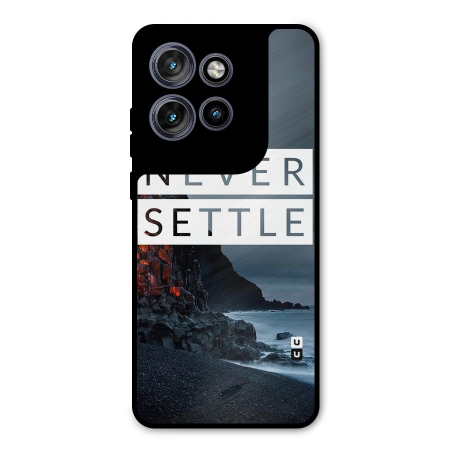 Never Settle Dark Beach Metal Back Case for Motorola Edge 50 Neo