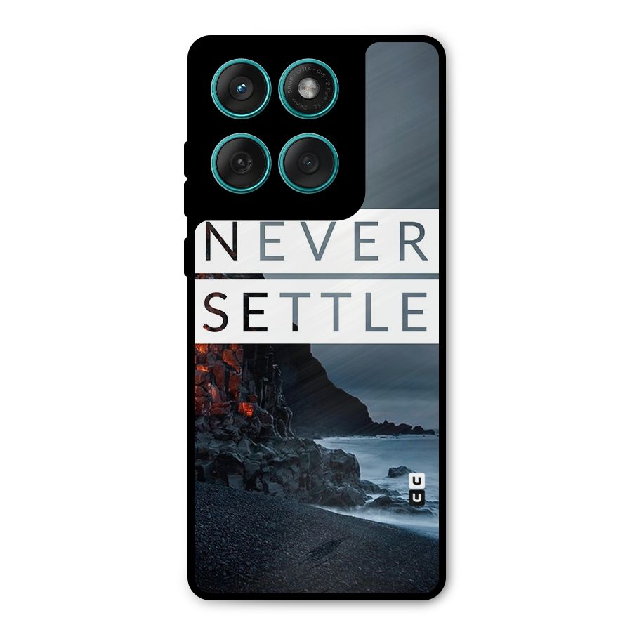 Never Settle Dark Beach Metal Back Case for Motorola Edge 60 Fusion