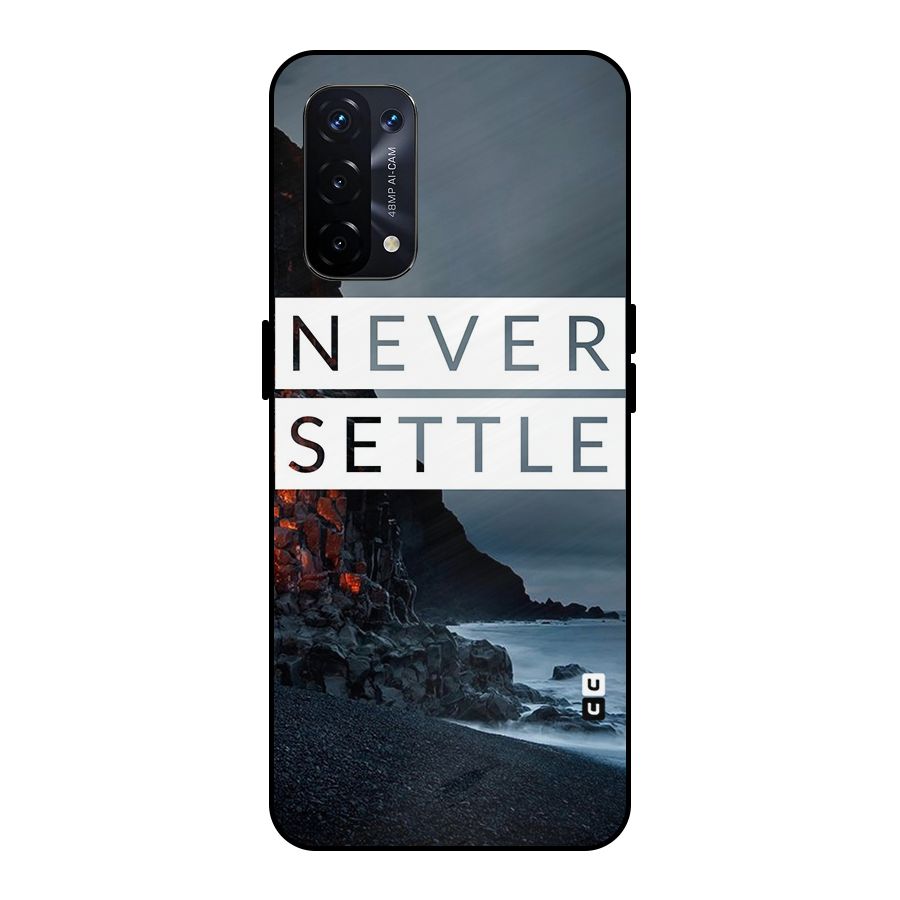 Never Settle Dark Beach Metal Back Case for Oppo A74 5G