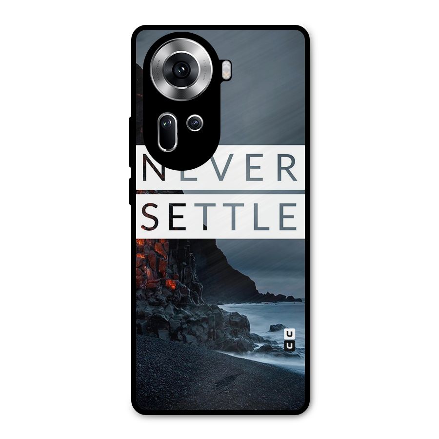 Never Settle Dark Beach Metal Back Case for Oppo Reno11 5G