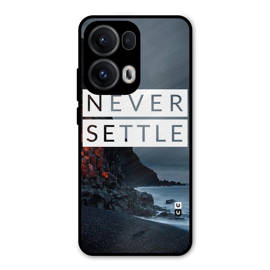 Never Settle Dark Beach Metal Back Case for Oppo Reno13 Pro