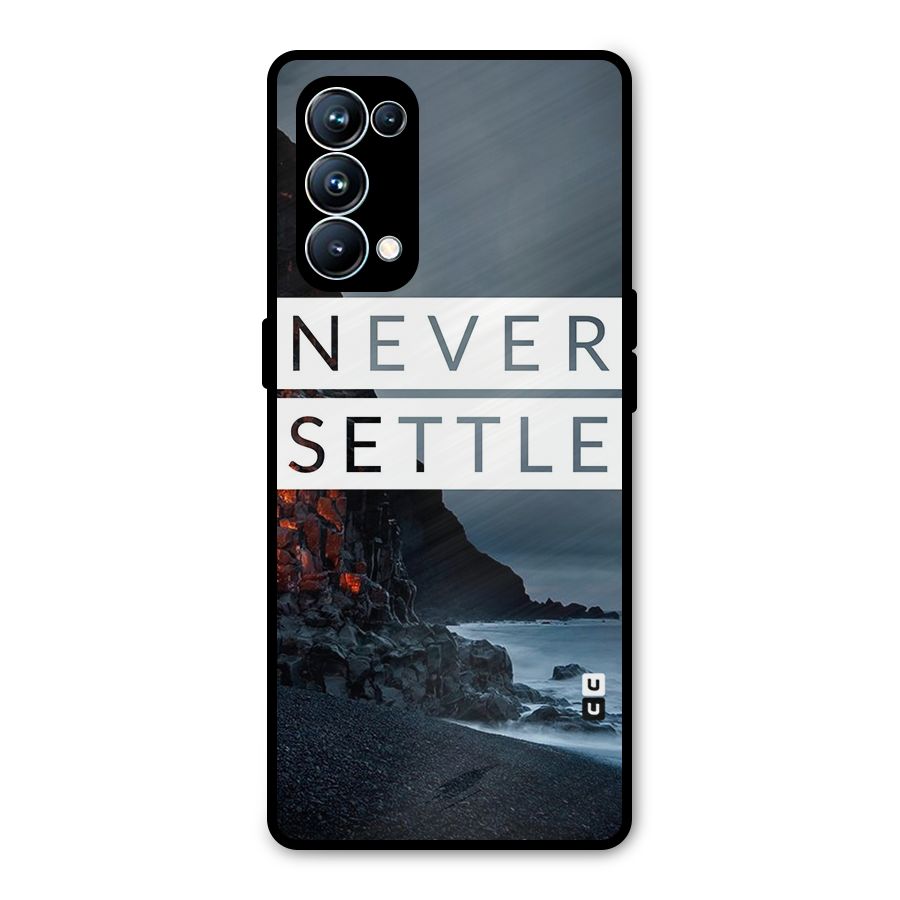 Never Settle Dark Beach Metal Back Case for Oppo Reno5 Pro 5G