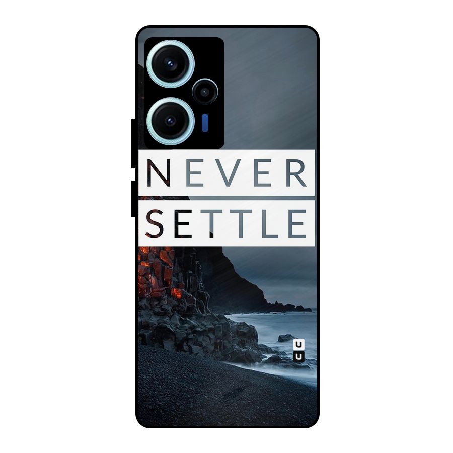 Never Settle Dark Beach Metal Back Case for Poco F5